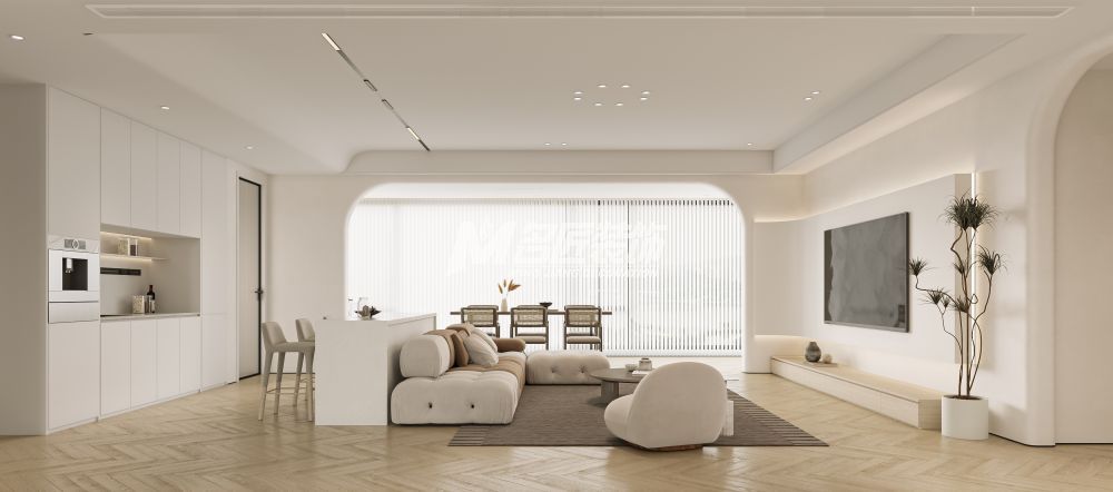 綠城春江明月220㎡客廳角度一侘寂裝修風(fēng)格